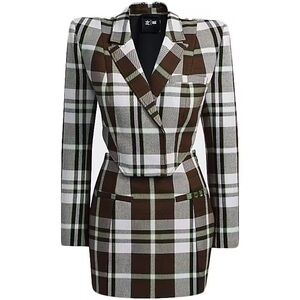 Adidas Ivy Park Brown and White Plaid Women's 2-piece Dress, NWT